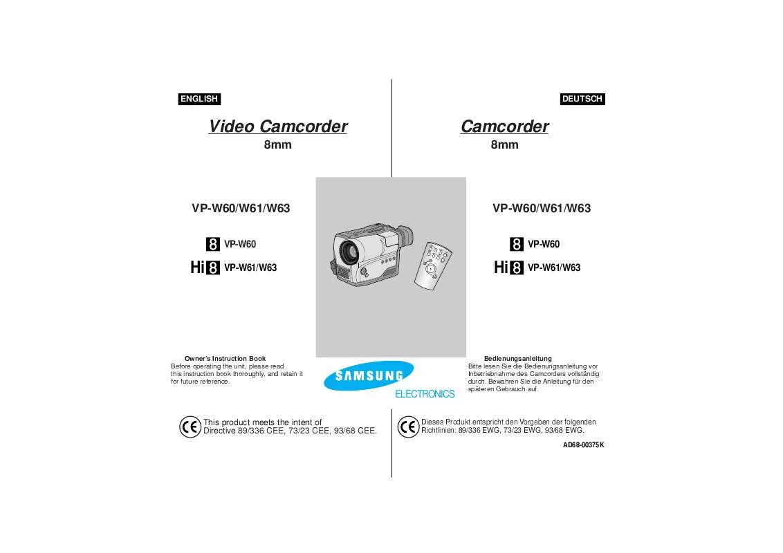 Mode d'emploi SAMSUNG VP-W60