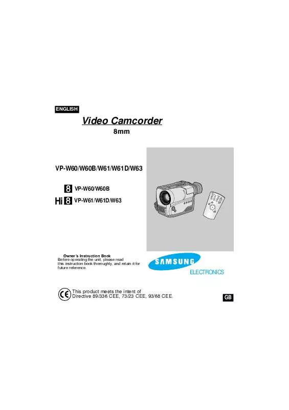 Mode d'emploi SAMSUNG VP-W60B