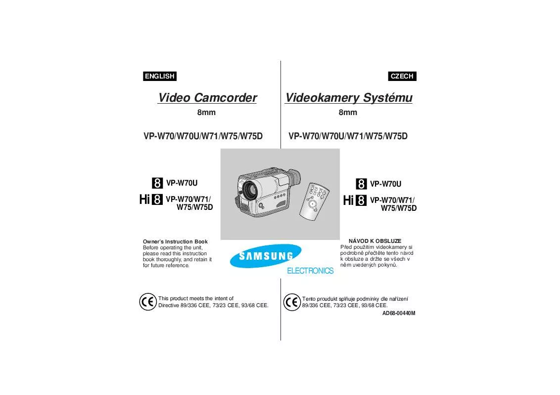 Mode d'emploi SAMSUNG VP-W70U