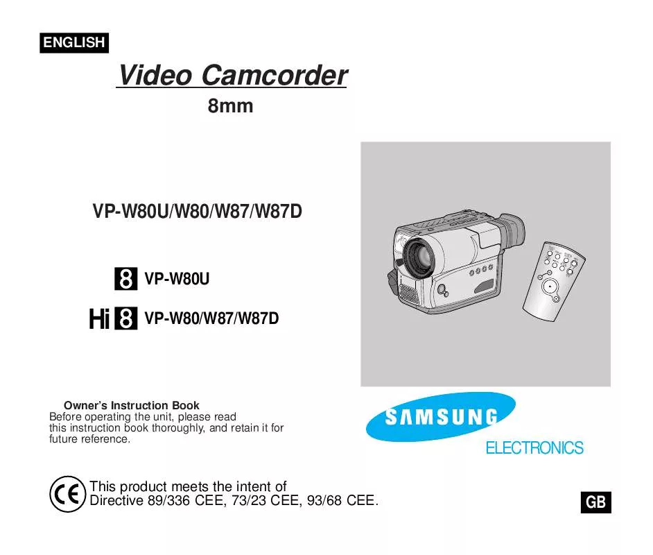 Mode d'emploi SAMSUNG VP-W80