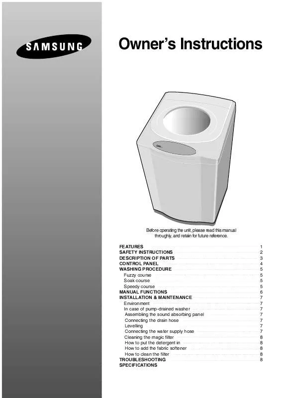 Mode d'emploi SAMSUNG WA2000A1