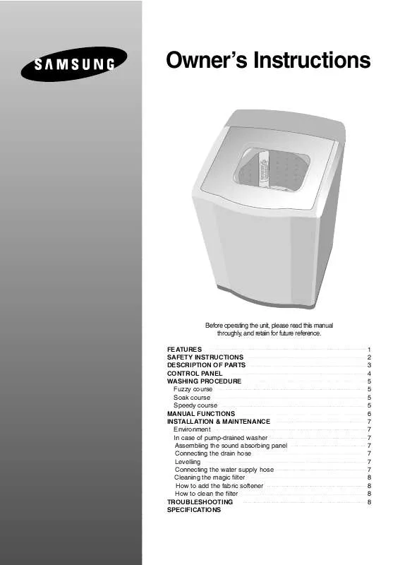 Mode d'emploi SAMSUNG WA7000A1