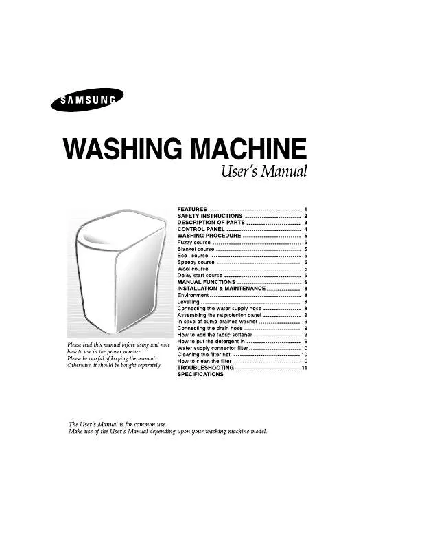 Mode d'emploi SAMSUNG WA80H2