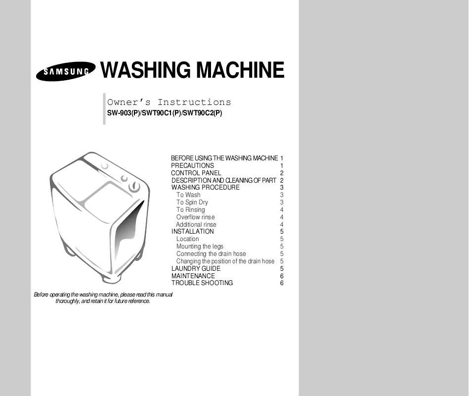 Mode d'emploi SAMSUNG WT11C1