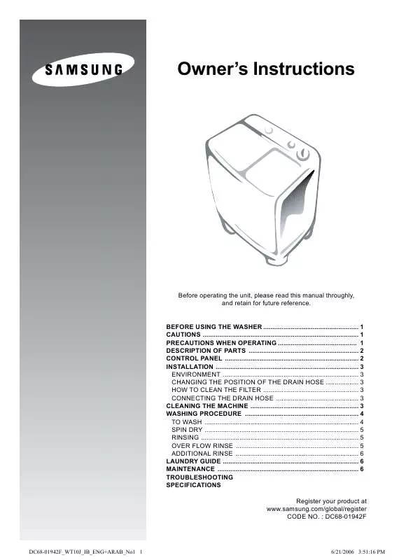 Mode d'emploi SAMSUNG WT12J7P