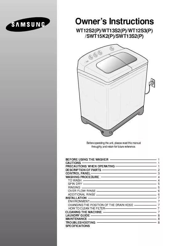 Mode d'emploi SAMSUNG WT13S2