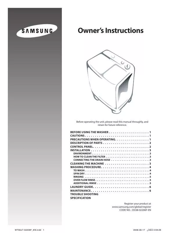 Mode d'emploi SAMSUNG WT80J7