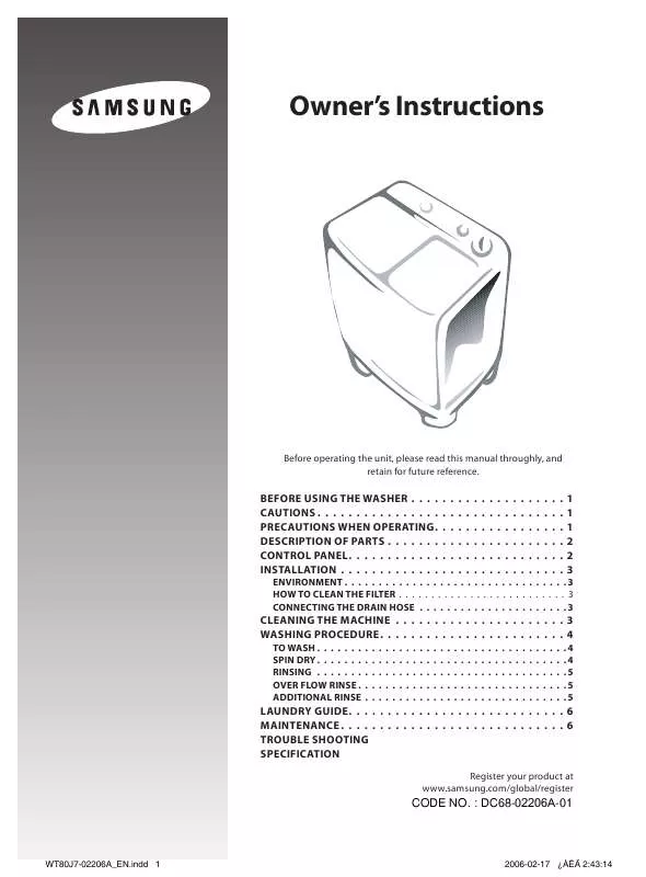 Mode d'emploi SAMSUNG WT80J7P