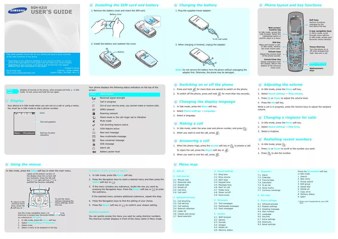 Mode d'emploi SAMSUNG X210