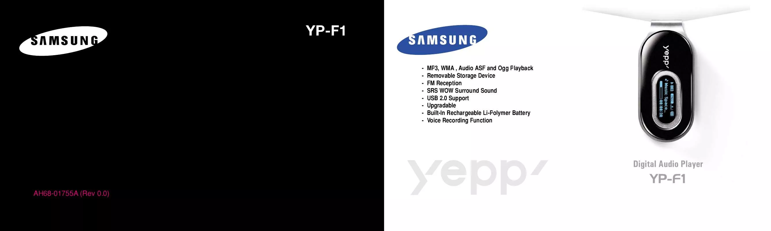 Mode d'emploi SAMSUNG YP-F1VB