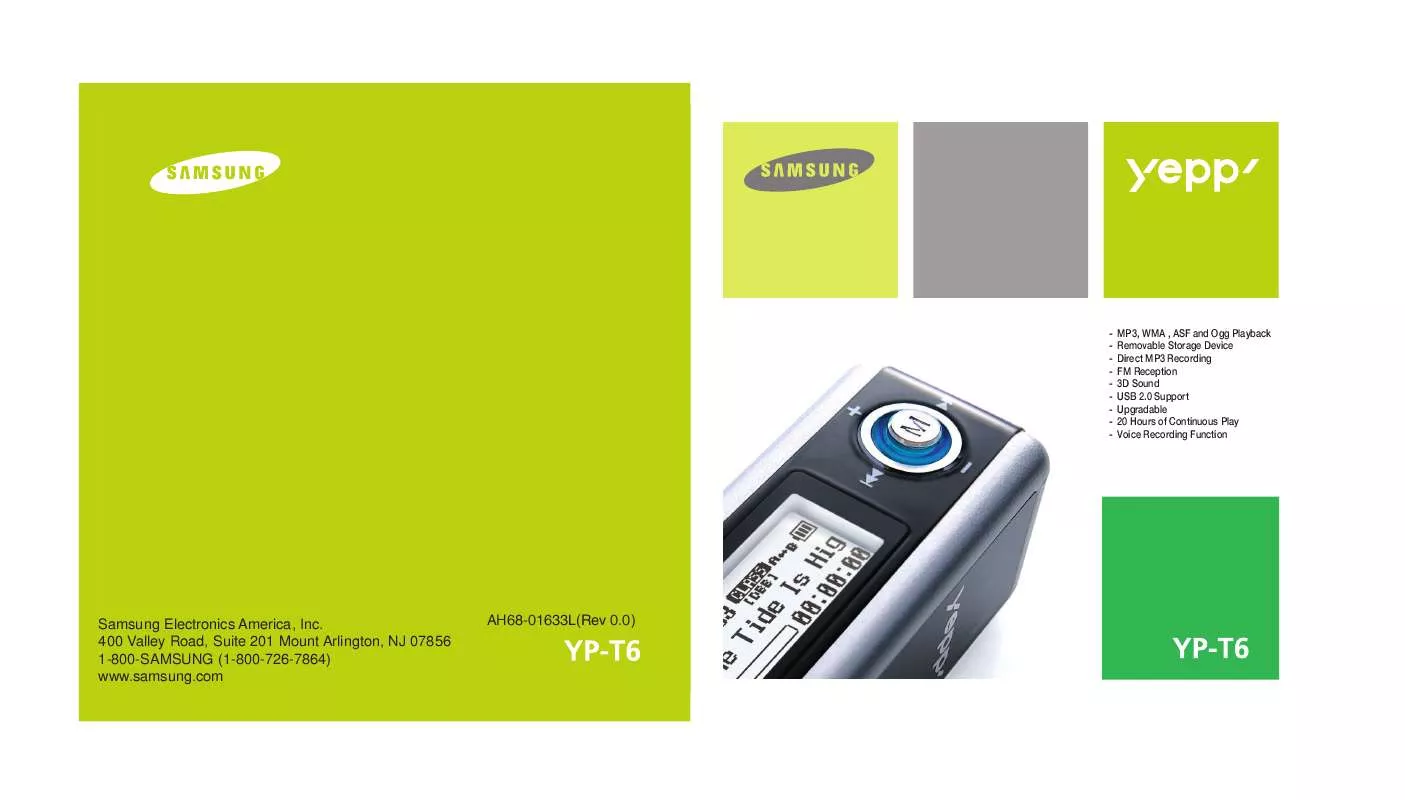 Mode d'emploi SAMSUNG YP-T6HB