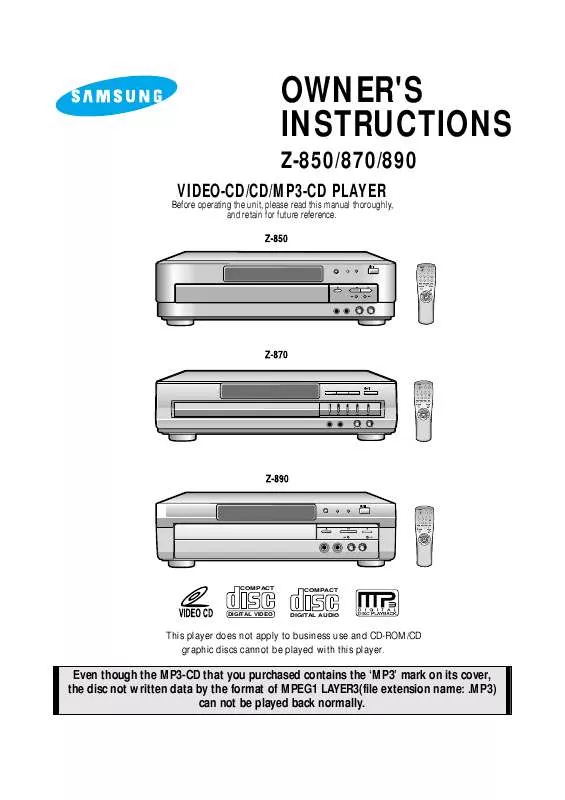 Mode d'emploi SAMSUNG Z-890