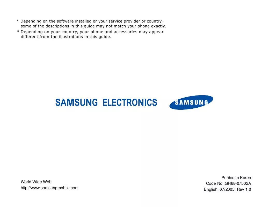 Mode d'emploi SAMSUNG Z308