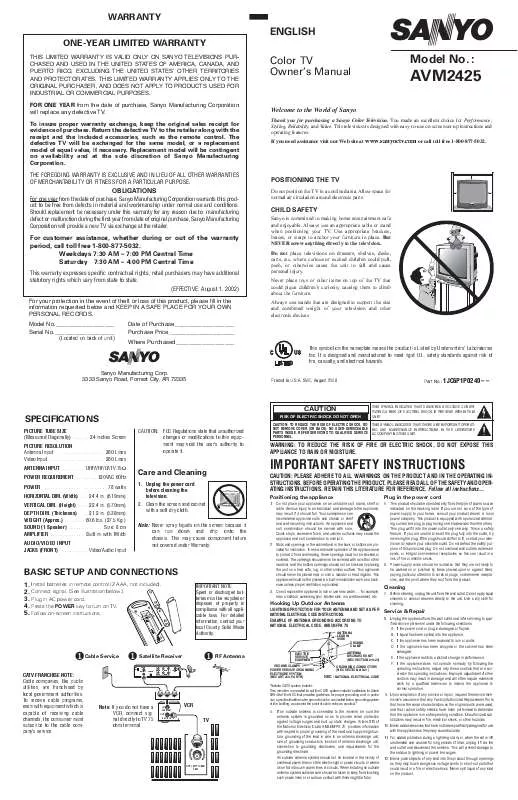 Mode d'emploi SANYO AVM2425