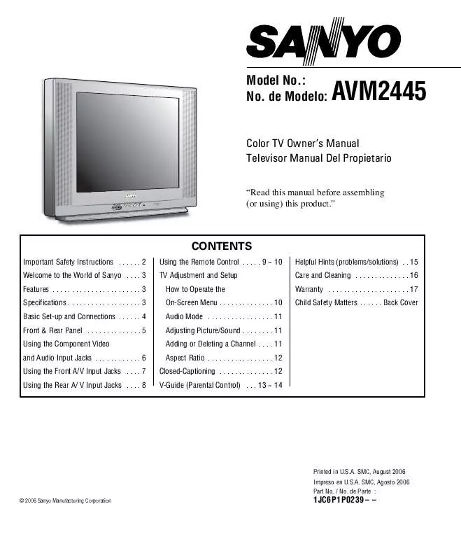 Mode d'emploi SANYO AVM2445