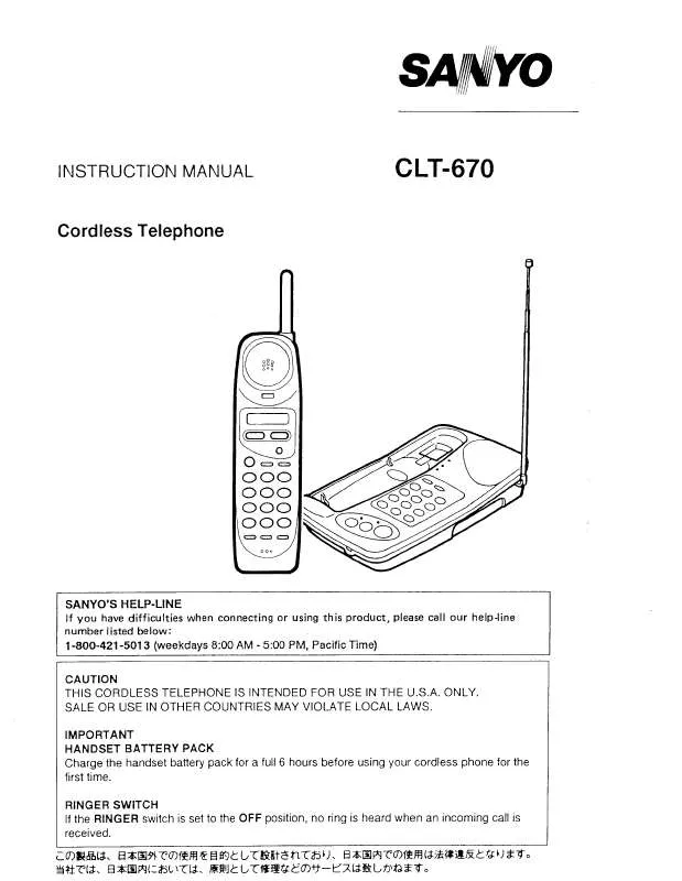 Mode d'emploi SANYO CLT670