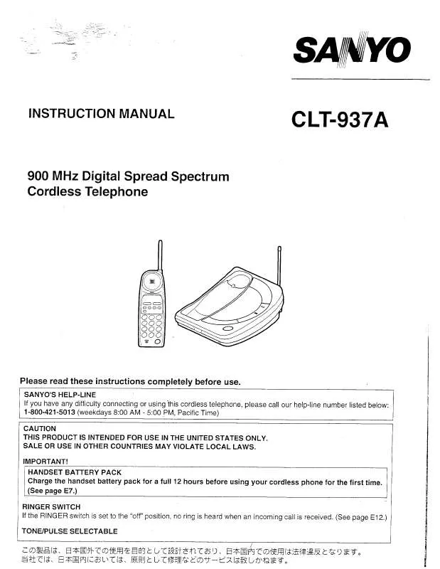 Mode d'emploi SANYO CLT937A