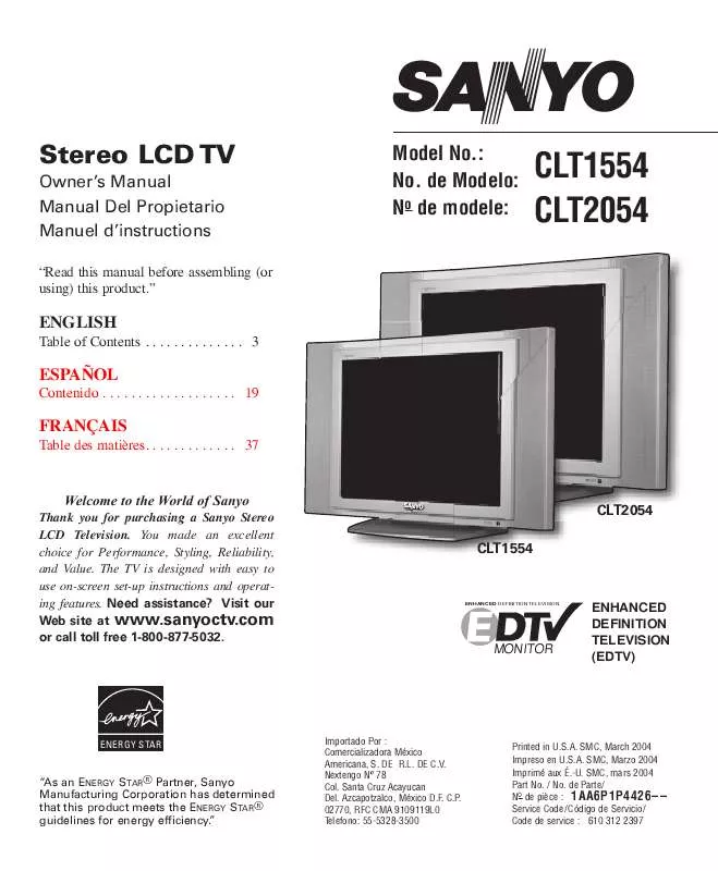 Mode d'emploi SANYO CTL2054