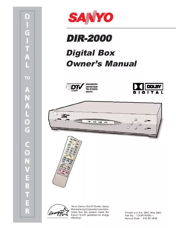 Mode d'emploi SANYO DIR-2000