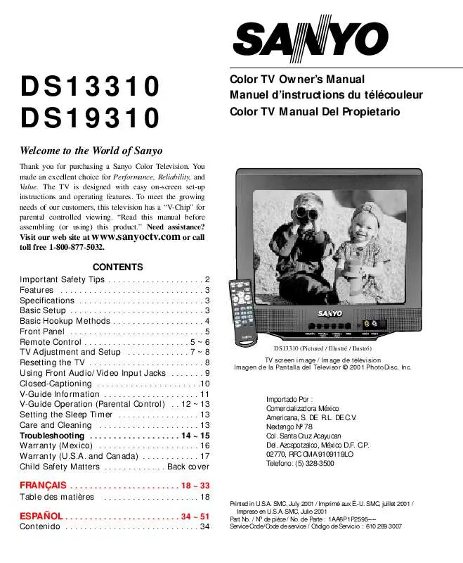 Mode d'emploi SANYO DS13310