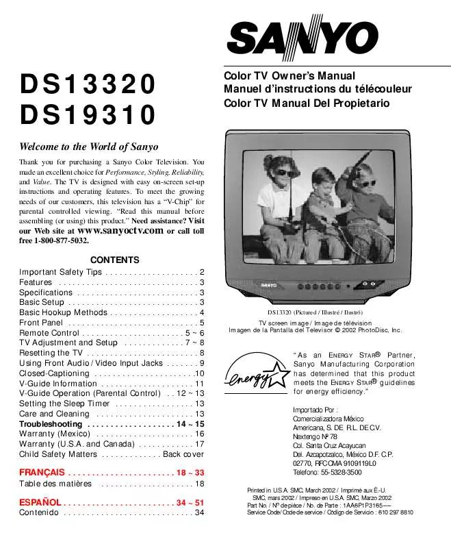 Mode d'emploi SANYO DS13320