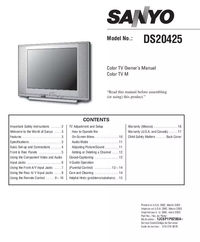 Mode d'emploi SANYO DS20425