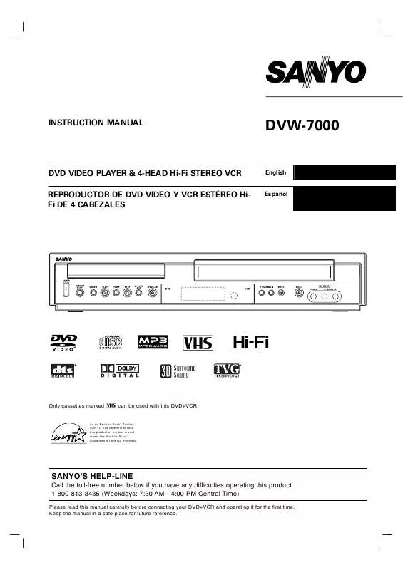 Mode d'emploi SANYO DVW-7000