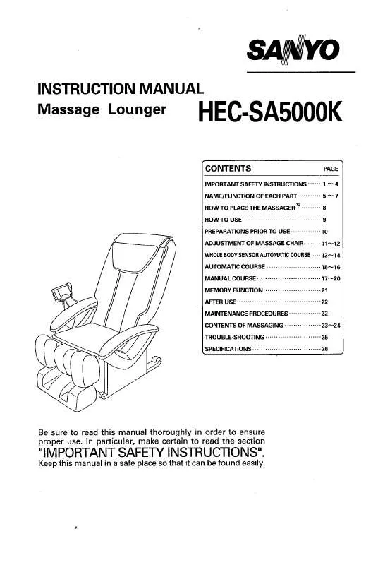 Mode d'emploi SANYO HECSA5000K