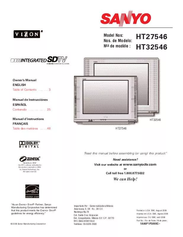 Mode d'emploi SANYO HT32546