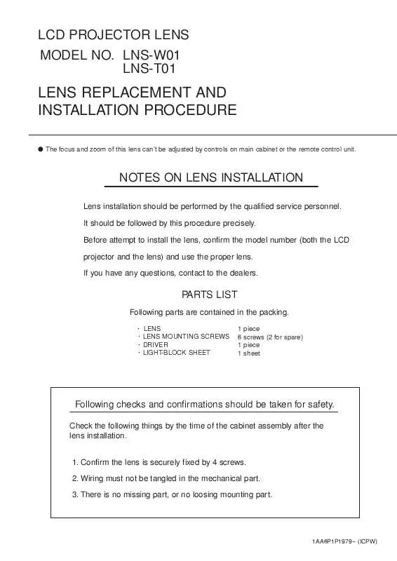 Mode d'emploi SANYO LNST01