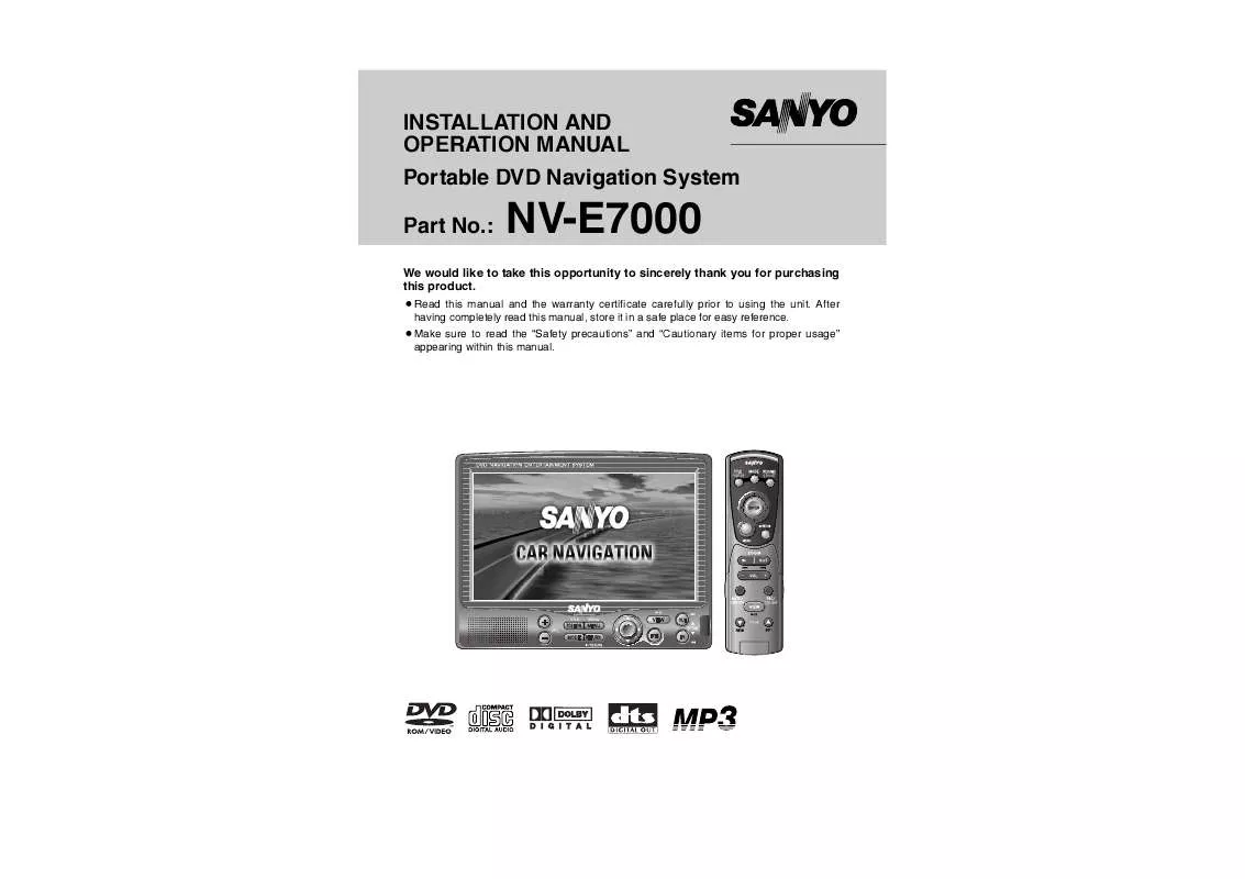 Mode d'emploi SANYO NV-E7000
