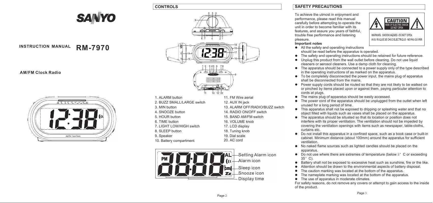 Mode d'emploi SANYO RM-7970