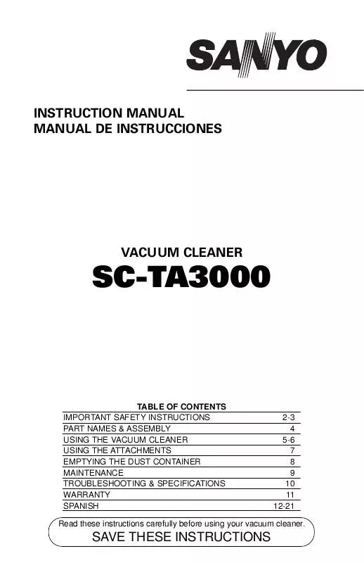 Mode d'emploi SANYO SC-TA3000