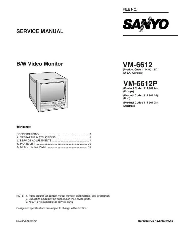 Mode d'emploi SANYO VM6612P