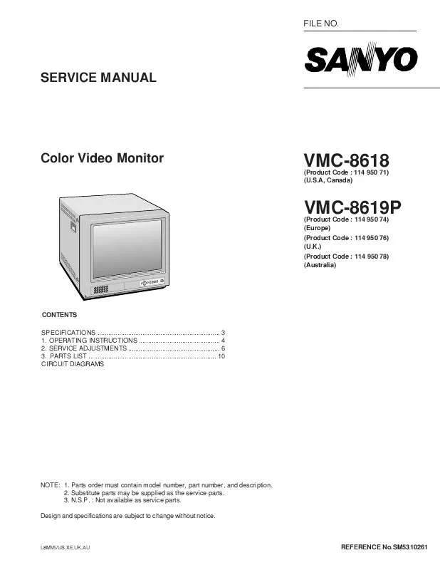 Mode d'emploi SANYO VMC8619P
