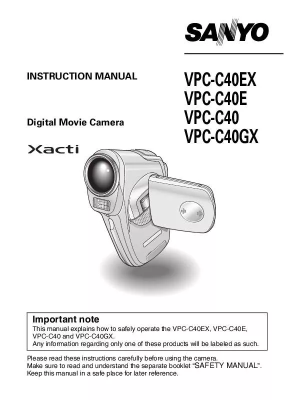 Mode d'emploi SANYO VPC-C40