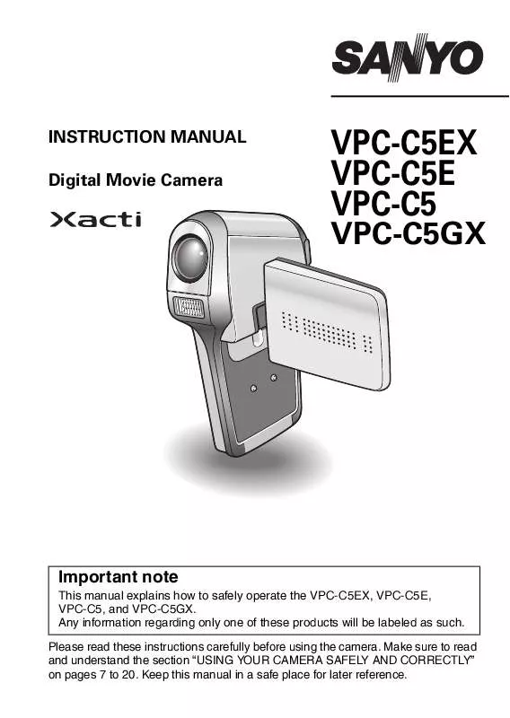 Mode d'emploi SANYO VPC-C5BL