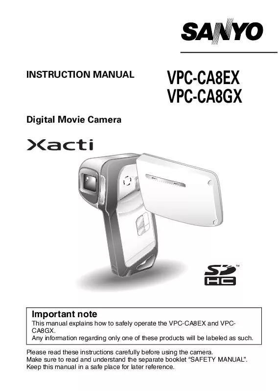 Mode d'emploi SANYO VPC-CA8EX