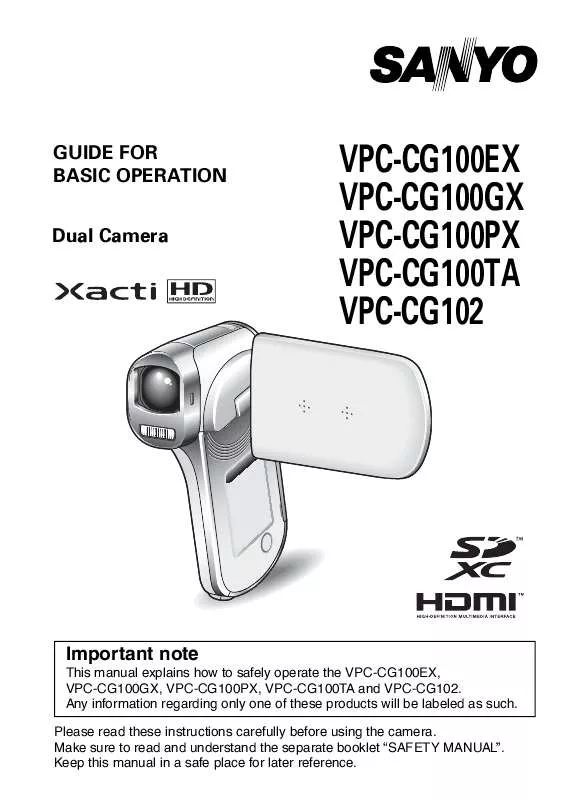 Mode d'emploi SANYO VPC-CG100EX