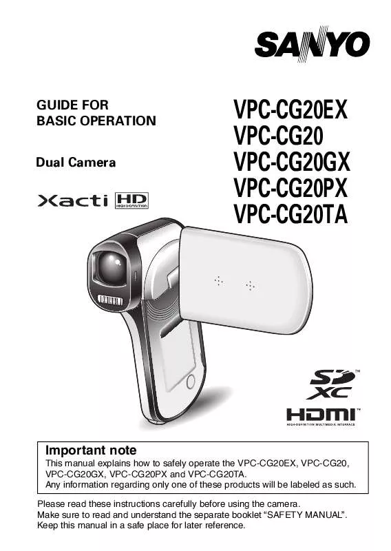 Mode d'emploi SANYO VPC-CG20BK