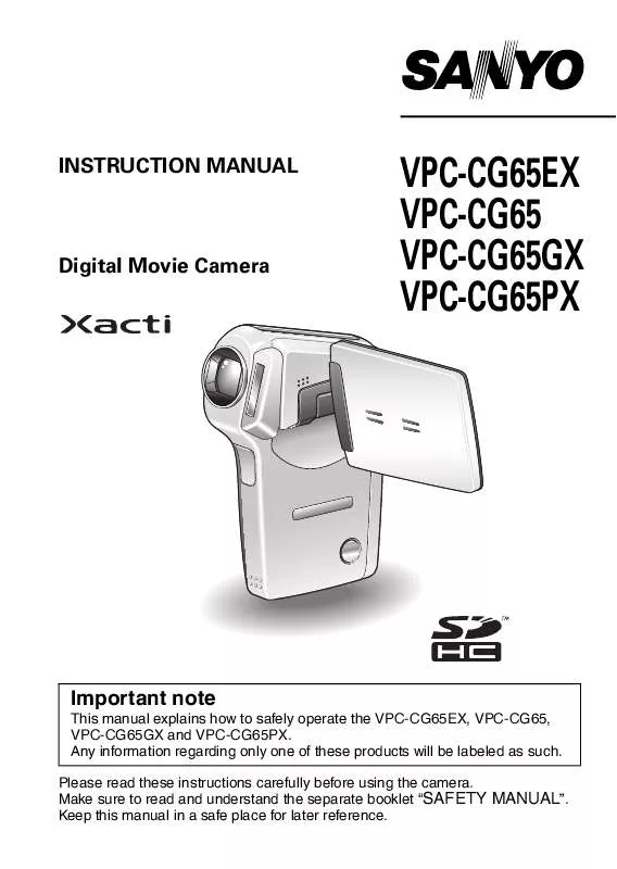 Mode d'emploi SANYO VPC-CG65GX