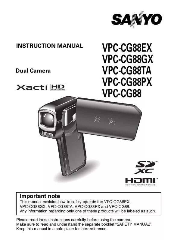 Mode d'emploi SANYO VPC-CG88EX