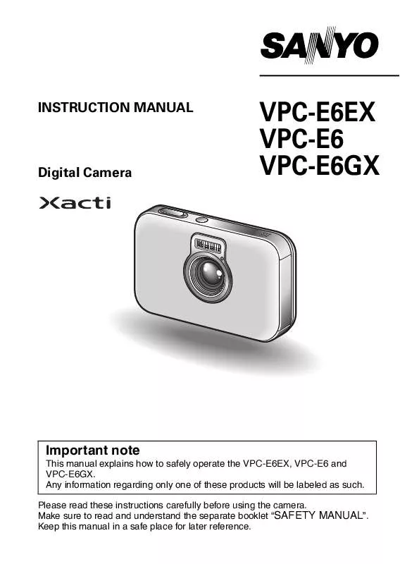 Mode d'emploi SANYO VPC-E6EX