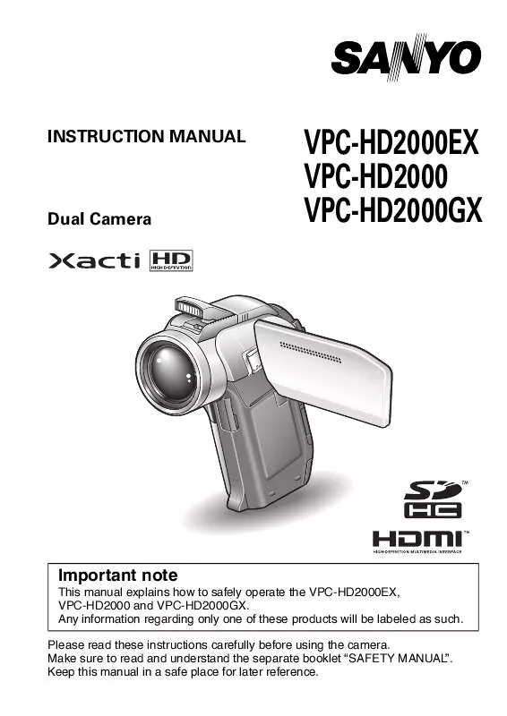 Mode d'emploi SANYO VPC-HD2000EX