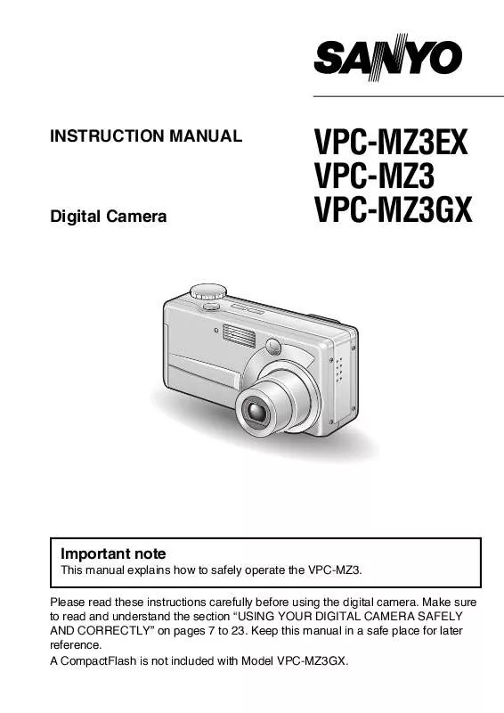 Mode d'emploi SANYO VPC-MZ3