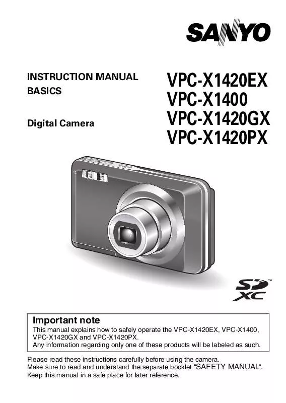 Mode d'emploi SANYO VPC-X1420PX