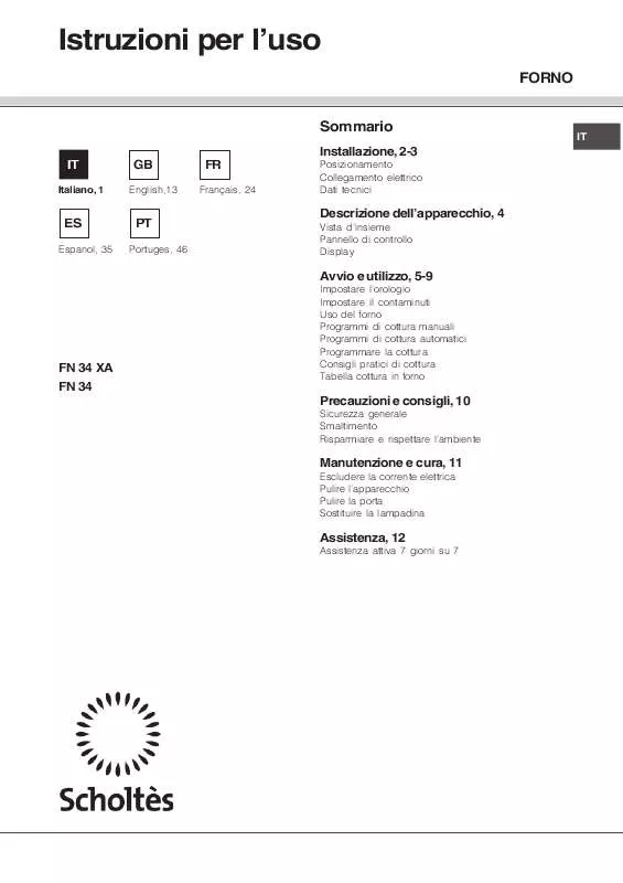 Mode d'emploi SCHOLTES FN 34 XA