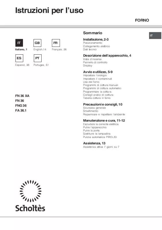 Mode d'emploi SCHOLTES FN 36 XA