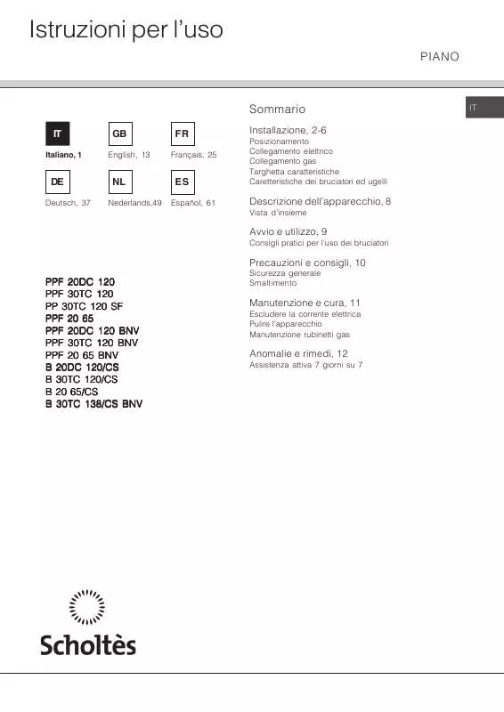 Mode d'emploi SCHOLTES PPF 30TC 120