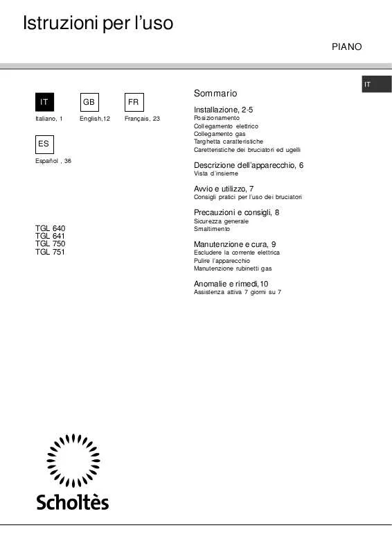 Mode d'emploi SCHOLTES TGL 750